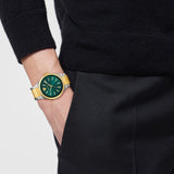 Versace V-Auria Quartz Green Dial Two Tone Steel Strap Watch for Men - VE0F00425 Buy Now By Versace
