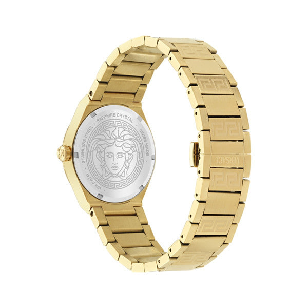 Versace V-Auria Quartz Black Dial Gold Steel Strap Watch for Men - VE0F00525 Buy Now By Versace