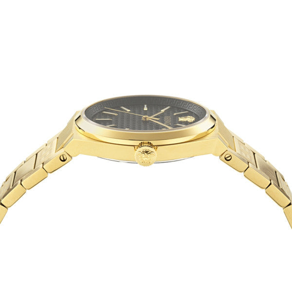 Versace V-Auria Quartz Black Dial Gold Steel Strap Watch for Men - VE0F00525 Buy Now By Versace