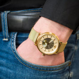 Versace V Circle Quartz Gold Dial Gold Mesh Bracelet Watch For Men - VBQ070017 Buy Now By Versace