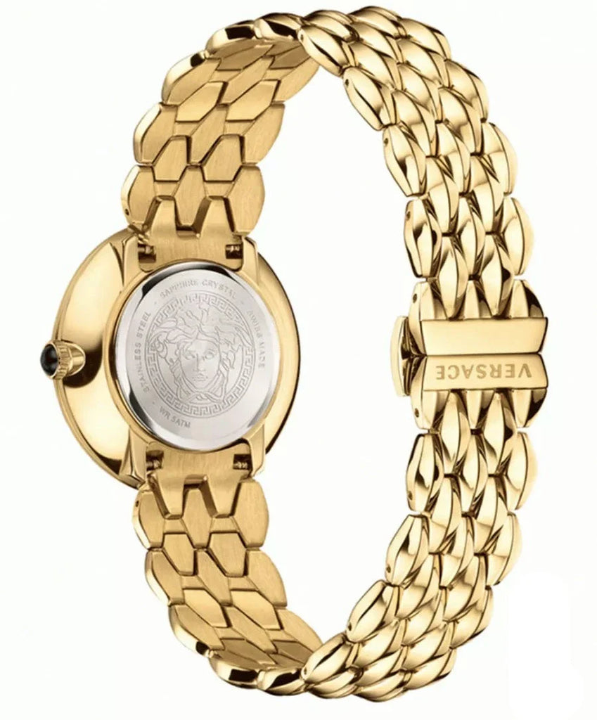 Versace V Flare Diamonds Silver Dial Gold Steel Strap Watch for Women - VEBN00918 Buy Now By Versace