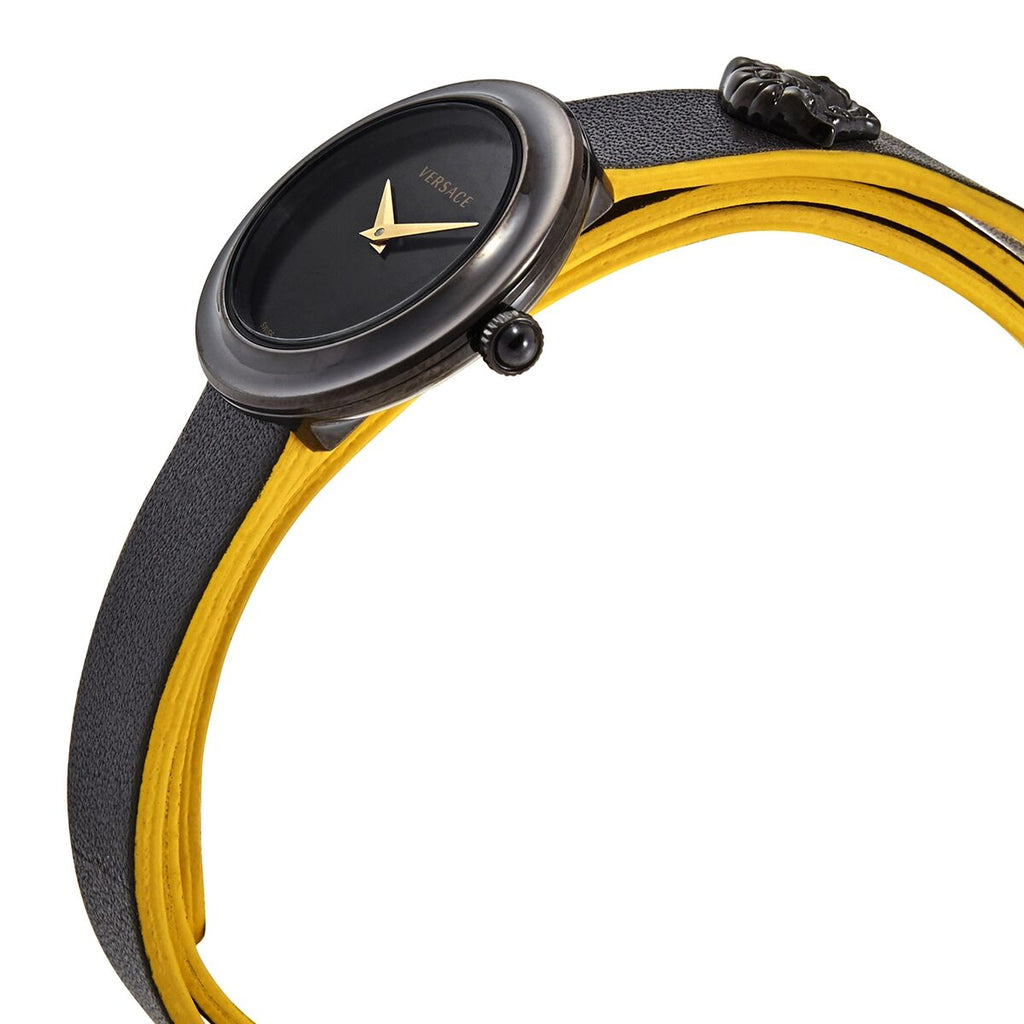 Versace V-Flare Quartz Black Dial Black Leather Strap Watch for Women - VEBN00518 Buy Now By Versace