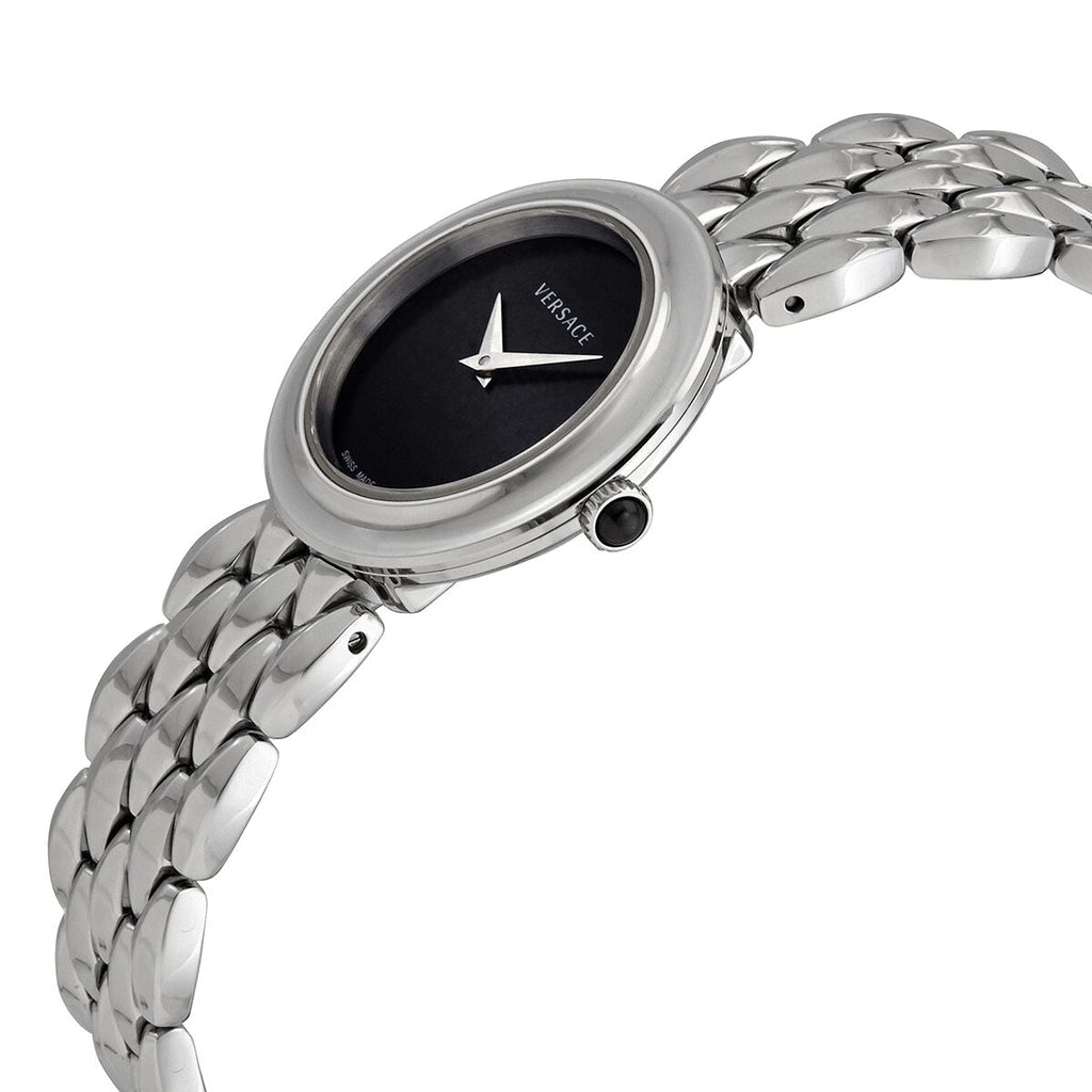Versace V-Flare Quartz Black Dial Silver Steel Strap Watch for Women - VEBN00618 Buy Now By Versace