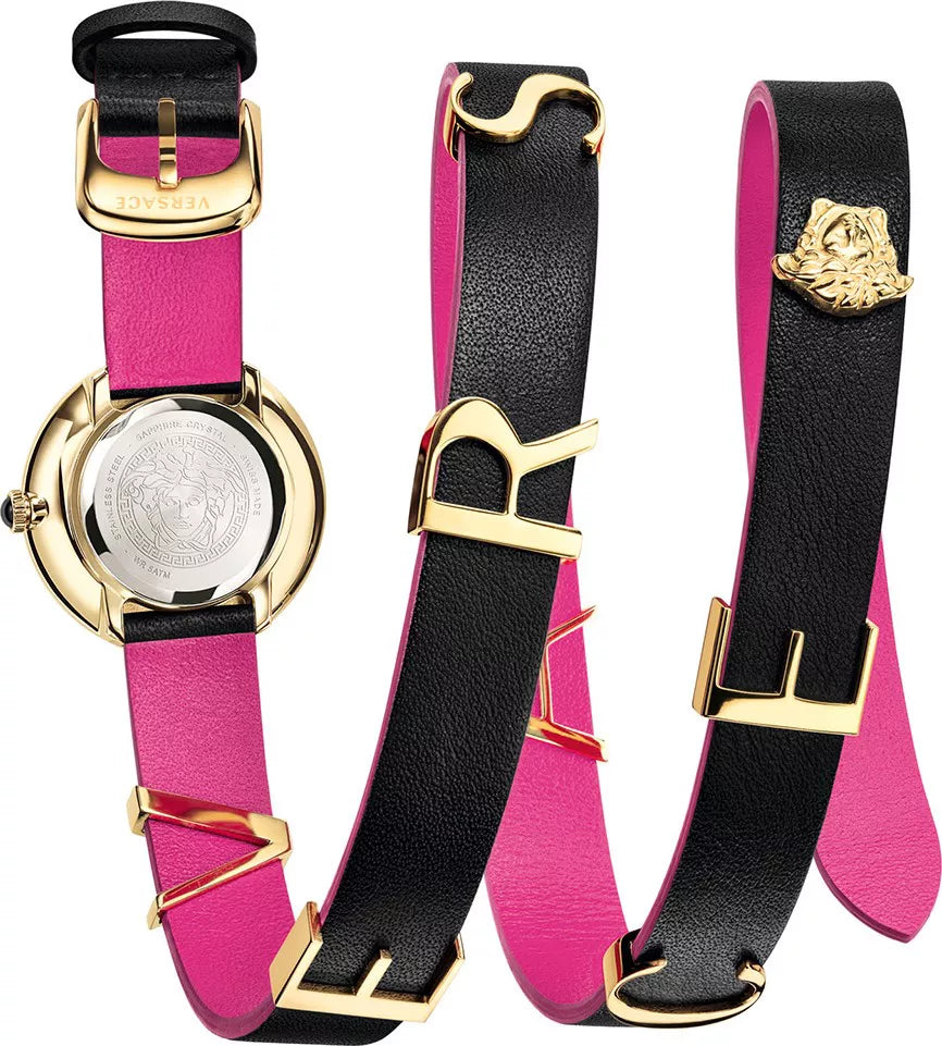 Versace V-Flare Quartz Black Dial Black Leather Strap Watch for Women - VEBN00218 Buy Now By Versace