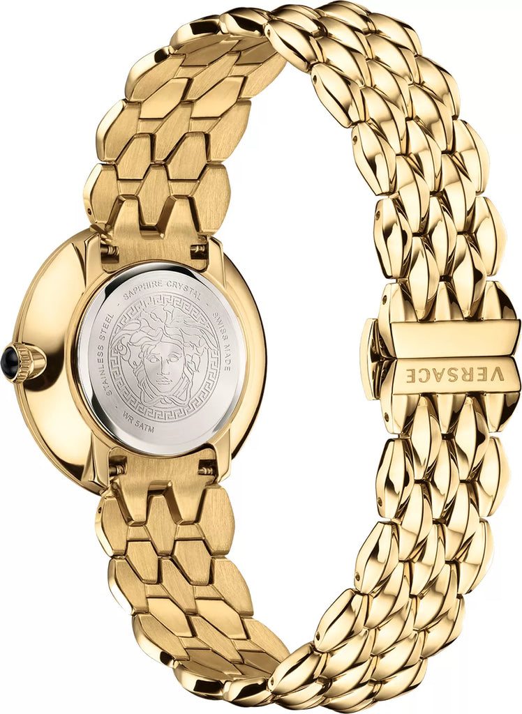 Versace V-Flare Quartz Silver Dial Gold Steel Strap Watch for Women - VEBN00718 Buy Now By Versace