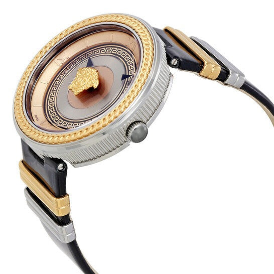 Versace V Metal Icon Gold Dial Black & Silver & Gold Strap Watch for Women - VLC020014 Buy Now By Versace