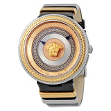 Versace V Metal Icon Gold Dial Black & Silver & Gold Strap Watch for Women - VLC020014 Buy Now By Versace