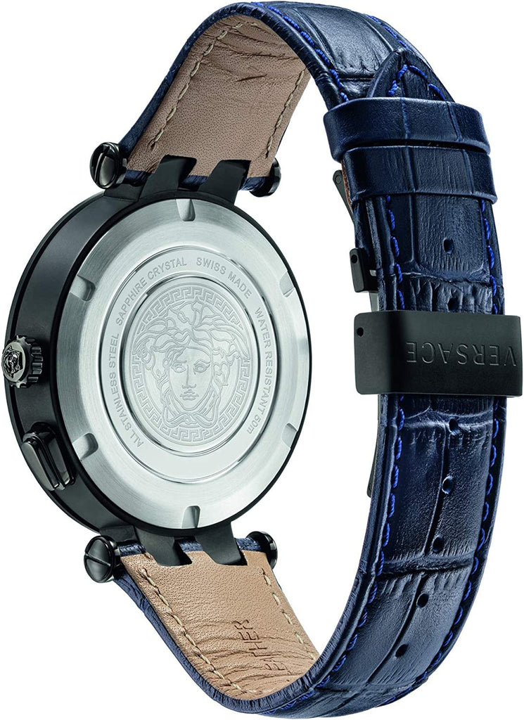 Versace V Race Chronograph Quartz Blue Dial Blue Leather Strap Watch For Men - VEBV00419 Buy Now By Versace