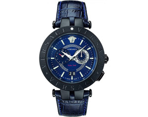 Versace V Race Chronograph Quartz Blue Dial Blue Leather Strap Watch For Men - VEBV00419 Buy Now By Versace