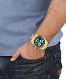 Versace V-Ray Chronograph Quartz Green Dial Gold Steel Strap Watch For Men - VE2I00621 Buy Now By Versace