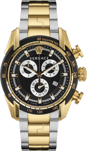 Versace V-Ray Chronograph Black Dial Two Tone Steel Strap Watch For Men - VE2I00421 Buy Now By Versace