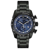 Versace V-Ray Chronograph Quartz Blue Dial Black Steel Strap Watch For Men - VE2I00521 Buy Now By Versace