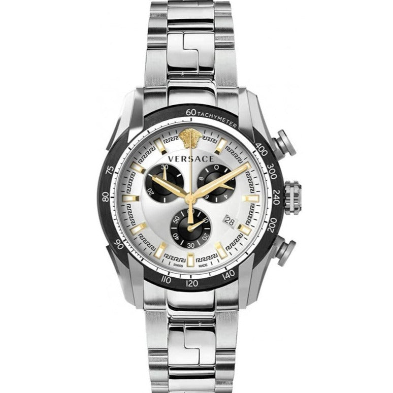 Versace V-Ray Chronograph Quartz Silver Dial Silver Steel Strap Watch For Men - VE2I00321 Buy Now By Versace