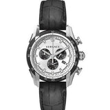 Versace V-Ray Quartz Silver Dial Black Leather Strap Watch for Men - VDB010014 Buy Now By Versace