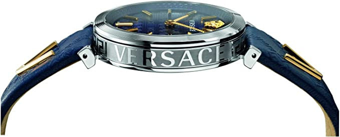 Versace V-Twist Quartz Blue Dial Blue Leather Strap Watch for Women - VELS00119 Buy Now By Versace