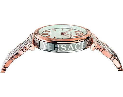 Versace V-Twist White Dial Two Tone Mesh Bracelet Watch for Women - VELS00719 Buy Now By Versace