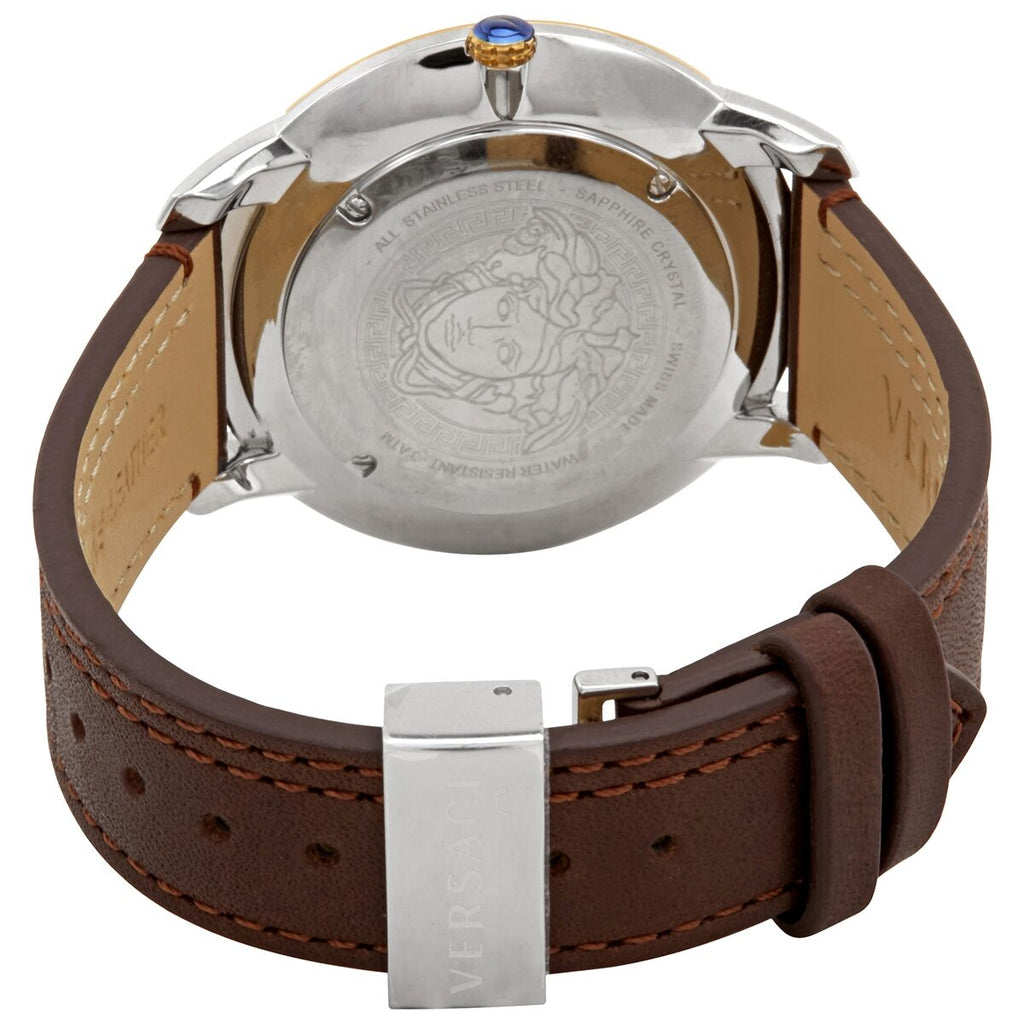 Versace V-Urban Quartz Grey Dial Brown Leather Strap Watch for Men - VELQ00219 Buy Now By Versace