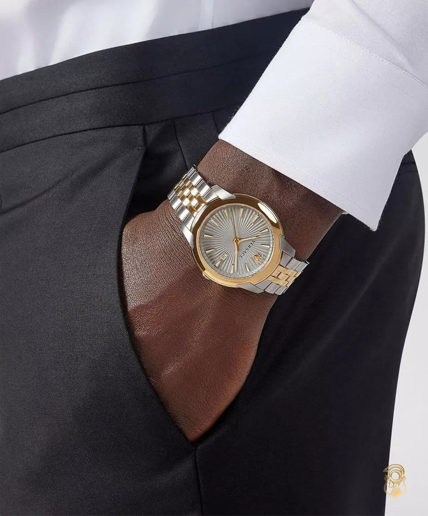 Versace V-Urban Quartz Silver Dial Two Tone Steel Strap Watch for Men - VELQ00519 Buy Now By Versace