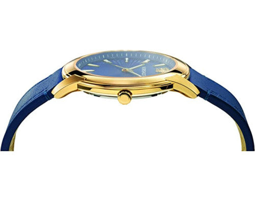 Versace V-Urban Quartz Blue Dial Blue Leather Strap Watch for Men - VELQ00319 Buy Now By Versace