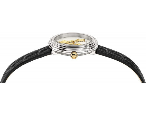 Versace Virtus Quartz White Dial Black Leather Strap Watch For Women - VET300421 Buy Now By Versace