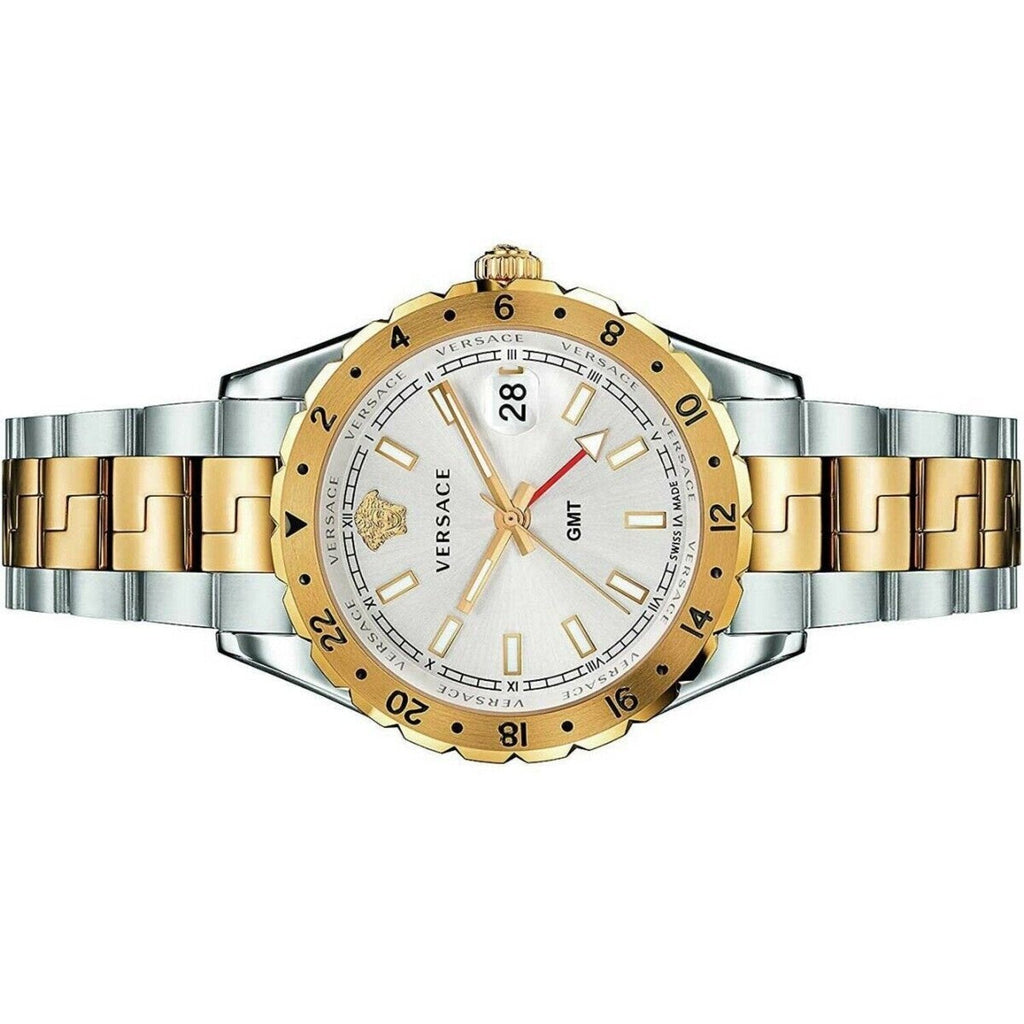 Versace Hellenyium GMT Silver Dial Two Tone Steel Strap Watch for Men - V11030015 Buy Now By Versace