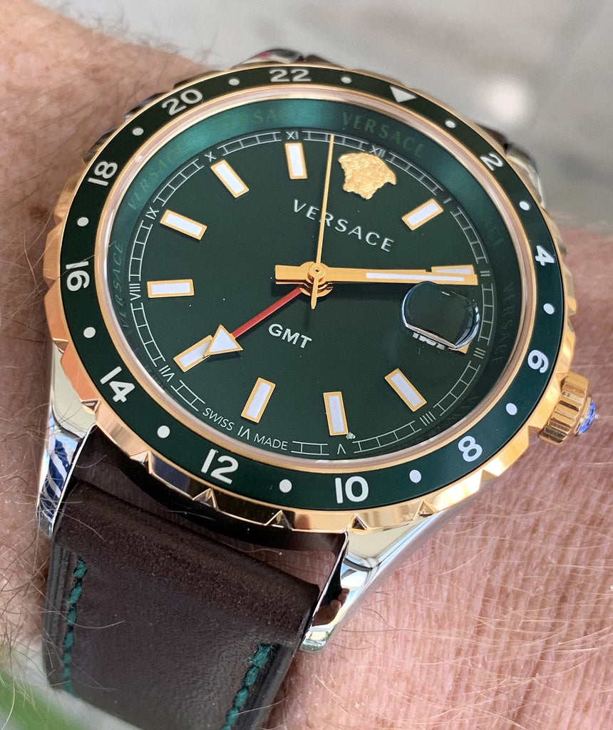 Versace Hellenyium Green Dial Brown Leather Strap Watch for Men - V11090017 Buy Now By Versace