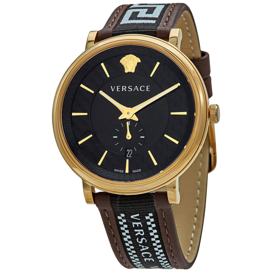 Versace V-Circle Quartz Black Dial Brown Leather Strap Watch for Men - VEBQ01619 Buy Now By Versace