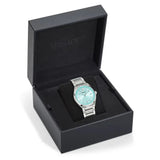 Versace V-Auria Quartz Turquoise Dial Silver Steel Strap Watch for Women - VE0F00225 Buy Now By Versace