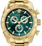 Versace V-Ray Chronograph Quartz Green Dial Gold Steel Strap Watch For Men - VE2I00621 Buy Now By Versace