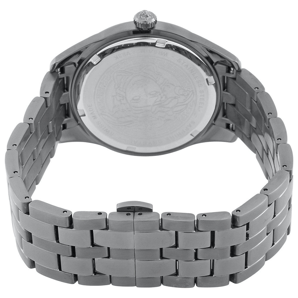Versace Greca Time Quartz Black Dial Grey Steel Strap Watch for Men - VE3K00622 Buy Now By Versace
