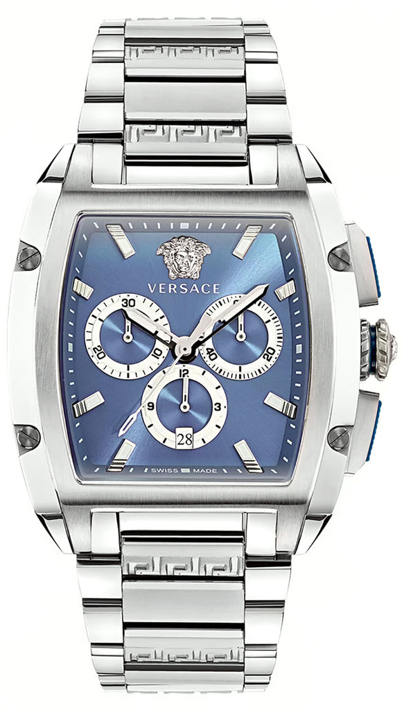 Versace Dominus Chronograph Blue Dial Silver Steel Strap Watch For Men - VE6H00423 Buy Now By Versace