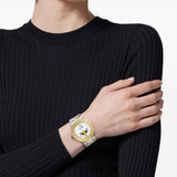 Versace Greca Logo Moonphase Mother of Pearl Dial Two Tone Steel Strap Watch for Women - VE7G00524 Buy Now By Versace