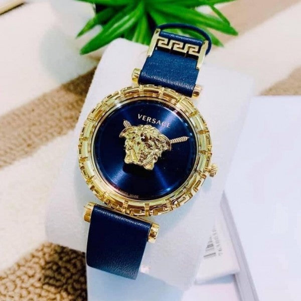 Versace Palazzo Empire Greca Quartz Blue Dial Blue Leather Strap Watch for Women - VEDV00219 Buy Now By Versace
