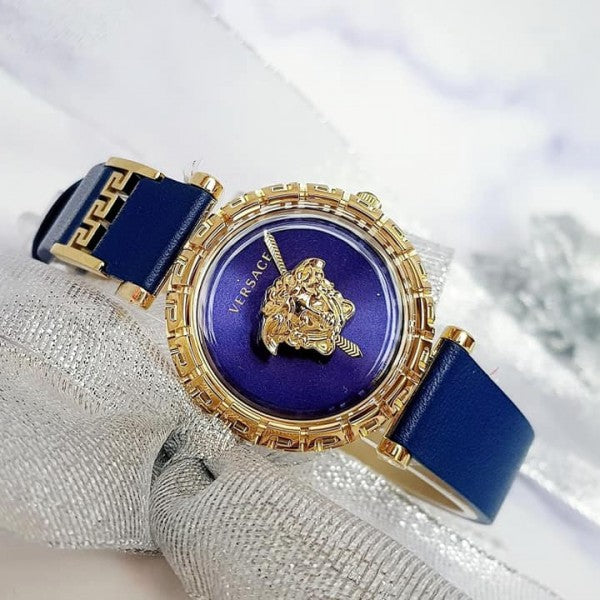 Versace Palazzo Empire Greca Quartz Blue Dial Blue Leather Strap Watch for Women - VEDV00219 Buy Now By Versace