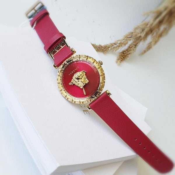 Versace Palazzo Empire Greca Red Dial Red Leather Strap Watch for Women - VEDV00319 Buy Now By Versace
