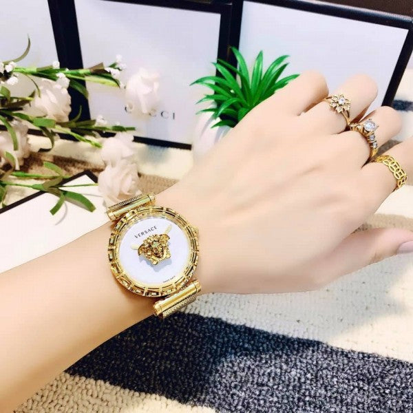 Versace Palazzo Empire Greca White Dial Gold Mesh Bracelet Watch for Women - VEDV00619 Buy Now By Versace
