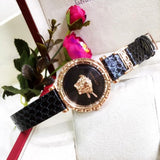 Versace Palazzo Empire Greca Black Dial Black Leather Strap Watch for Women - VEDV00719 Buy Now By Versace