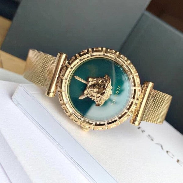 Versace Palazzo Empire Greca Green Dial Gold Mesh Bracelet Watch for Women - VEDV00819 Buy Now By Versace