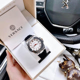 Versace Chain Reaction Quartz White Dial Black Rubber Strap Watch for Men - VEDY00219 Buy Now By Versace