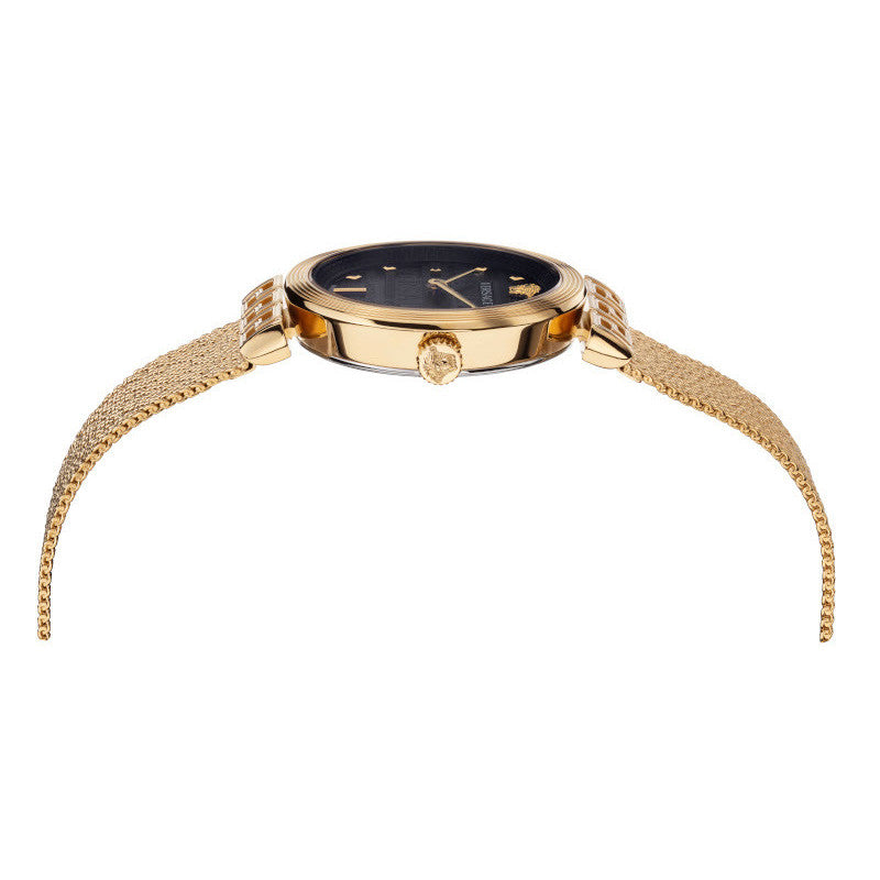 Versace Meander Black Dial Gold Mesh Bracelet Watch for Women - VELW00720 Buy Now By Versace