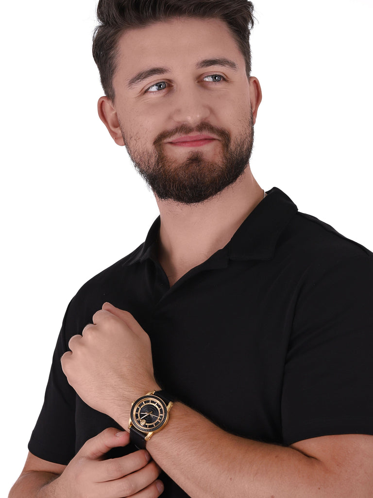 Versace Code Quartz Black Dial Black Leather Strap Watch For Men - VEPO00320 Buy Now By Versace