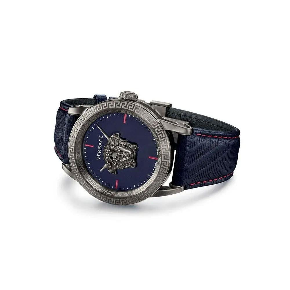 Versace Palazzo Empire Blue Dial Blue Leather Strap Watch for Men - VERD00118 Buy Now By Versace