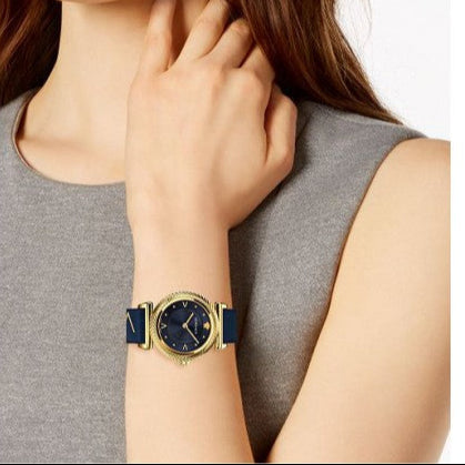 Versace Greca Blue Dial Blue Leather Strap Watch for Women - VERE00218 Buy Now By Versace