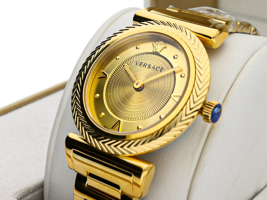 Versace V-Motif Gold Dial Gold Steel Strap Watch for Women - VERE00618 Buy Now By Versace