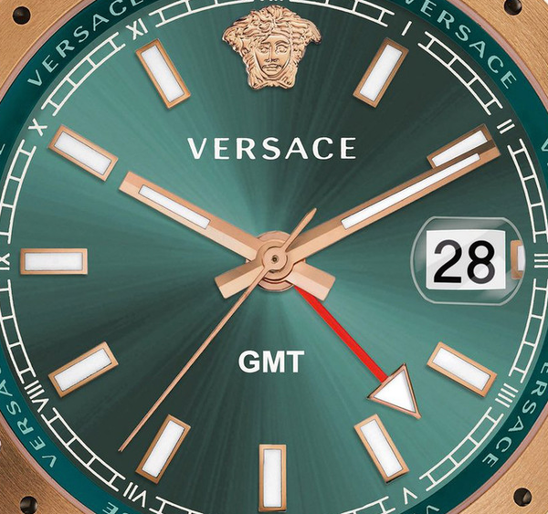 Versace Hellenyium GMT Green Dial Two Tone Steel Strap Watch for Men - V11050015 Buy Now By Versace