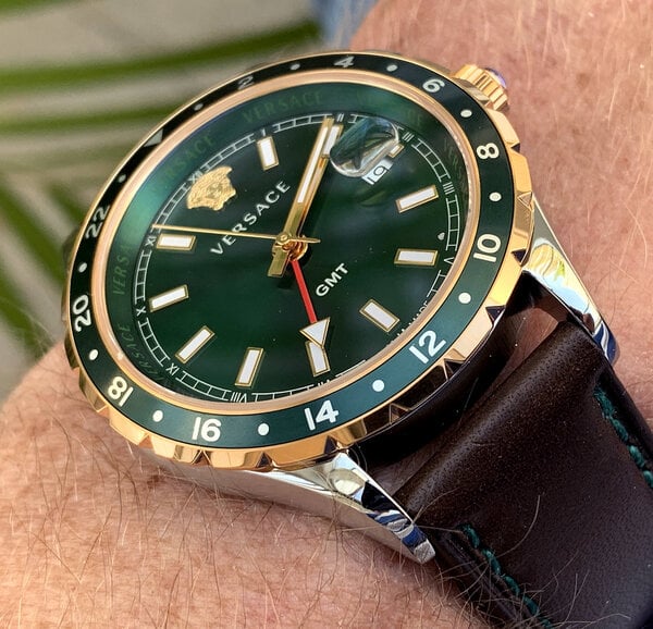 Versace Hellenyium Green Dial Brown Leather Strap Watch for Men - V11090017 Buy Now By Versace