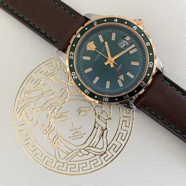 Versace Hellenyium Green Dial Brown Leather Strap Watch for Men - V11090017 Buy Now By Versace