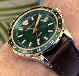 Versace Hellenyium Green Dial Brown Leather Strap Watch for Men - V11090017 Buy Now By Versace