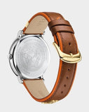 Versace V Circle Quartz Silver Dial Brown Leather Strap Watch For Women - VBP04017 Buy Now By Versace