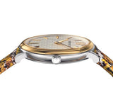 Versace V-Circle Silver Dial Cheetah Print Brown Leather Strap Watch for Women - VBP12017 Buy Now By Versace